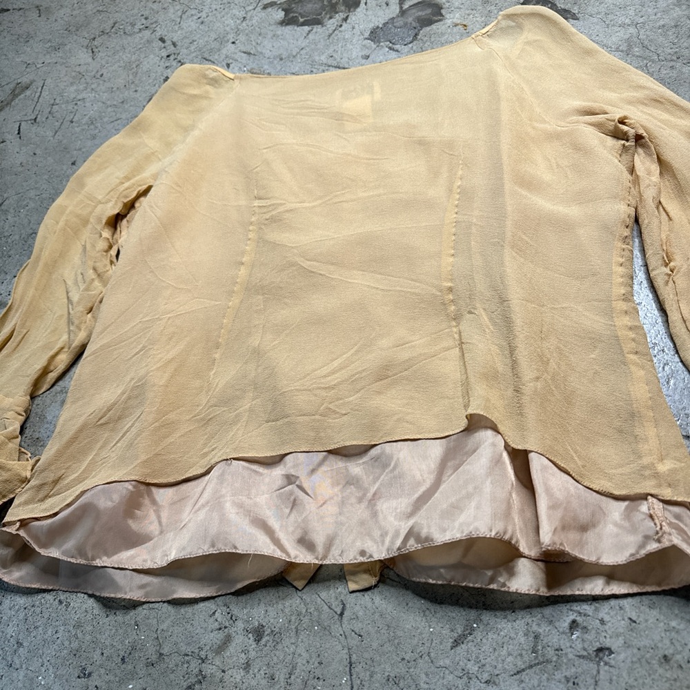 Vintage fairycore boho whimsygoth ruffle sheer top ICE brand y2k size XL beige - Picture 7 of 8